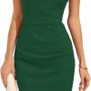 Online oten Oten Womens Crew Neck Sleeveless Ruched Bodycon Sheath Work Cocktail Party Pencil Dresses