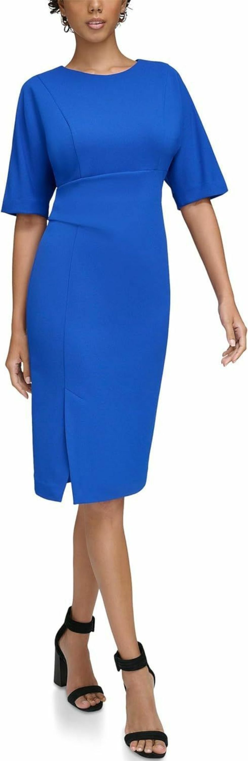 Wholesale Calvin Klein Calvin Klein Womens Scuba Crepe Short Sheath Dress With Waistline Pleating Detail