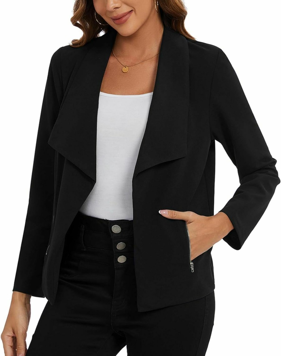 Wholesale MINTLIMIT Mintlimit Blazer For Women Long Sleeve Open Front Blazer Draped Lightweight Casual Work Office Jacket With Zipper Pockets