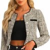 Best Allegra K Allegra K Tweed Jacket For Women'S Long Sleeve Casual Work Office Plaid Short Outwear