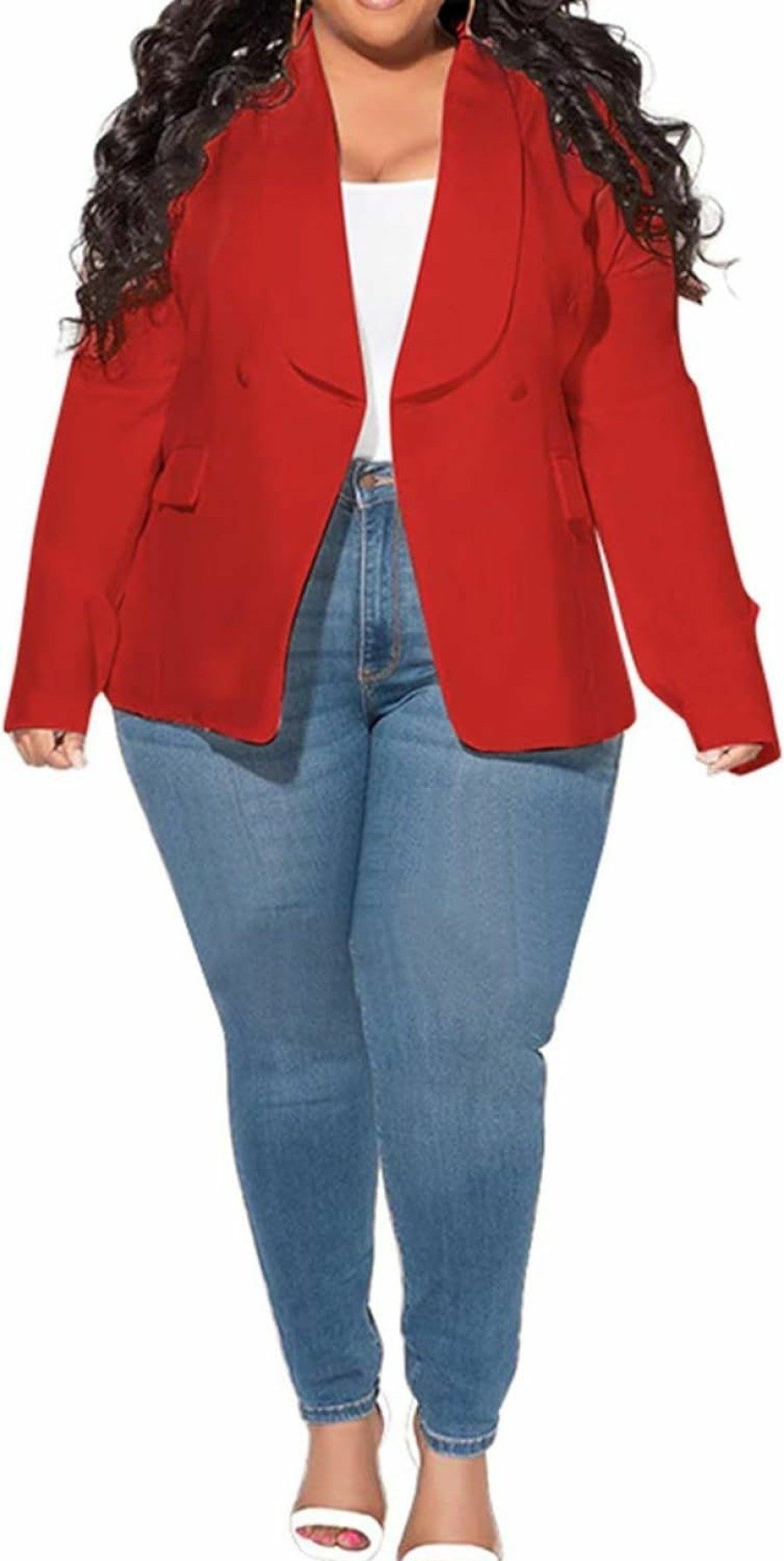 Best IyMoo Womens Plus Size Casual Blazers Open Front Long Sleeve Work Office Jackets Blazer