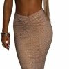 Best XLLAIS 2 Peice Spaghetti Strap Crop Top Maxi Skirt Glitter Sequin Bodycon Dress