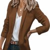 Clearance BOFETA Bofeta Women'S Long Sleeve Blazer One Button Solid Color Pocket Jacket Blazer Notched Collar Coat