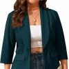 Best ShopWonder Womens Plus Size Casual Pocketed Blazer Office Open Front 3/4 Sleeve Cardigans Jacket Work Suit