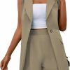 Clearance Verdusa Verdusa Women'S 2 Pieces Outfits Sleeveless Blazer And High Waist Shorts Suit Set