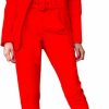 Clearance Tcremisa Tcremisa Women'S Casual Pants Suit 2 Piece Business Outfits Solid Long Sleeve Blazer And Pencil Pant Sets