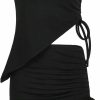 New Verdusa Verdusa Women'S 2 Piece Outfit Ruched One Shoulder Asymmetrical Hem Top And Bodycon Skirt Set