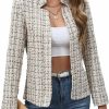 Hot Mina Self Womens Plaid Blazer 2024 Spring Fashion Long Sleeve Notched Lapel Open Front Lightweight Casual Office Jackets