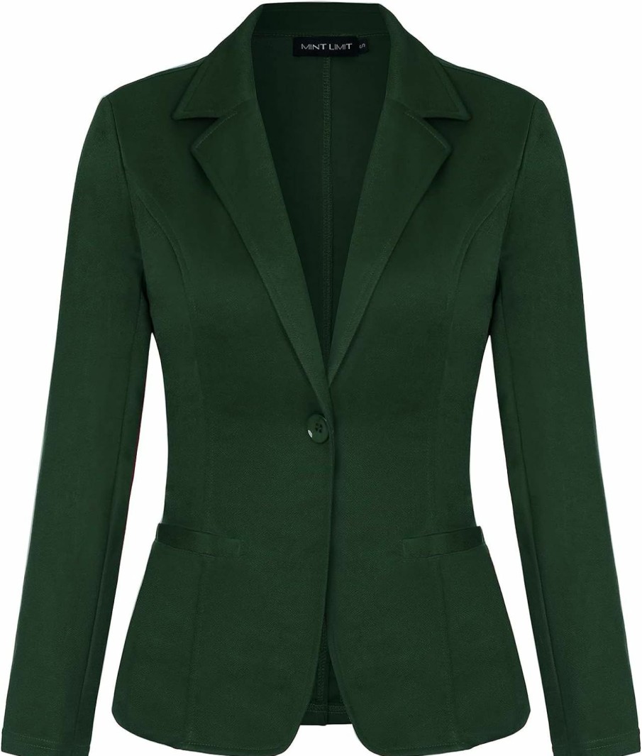 Hot MINTLIMIT Mintlimit Blazers For Women Casual Long Sleeve Open Front Cardigan Work Office Blazers Jacket With Pockets (Dark Green,Size M)