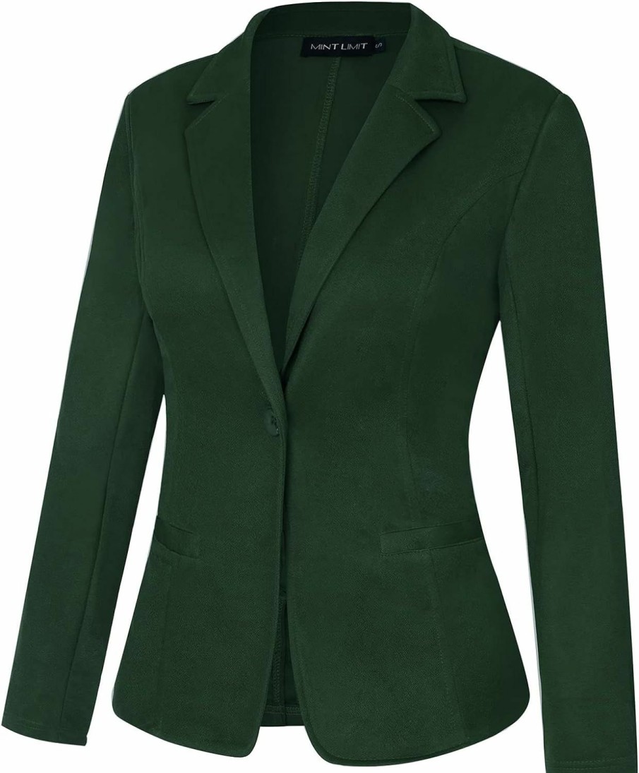 Hot MINTLIMIT Mintlimit Blazers For Women Casual Long Sleeve Open Front Cardigan Work Office Blazers Jacket With Pockets (Dark Green,Size M)