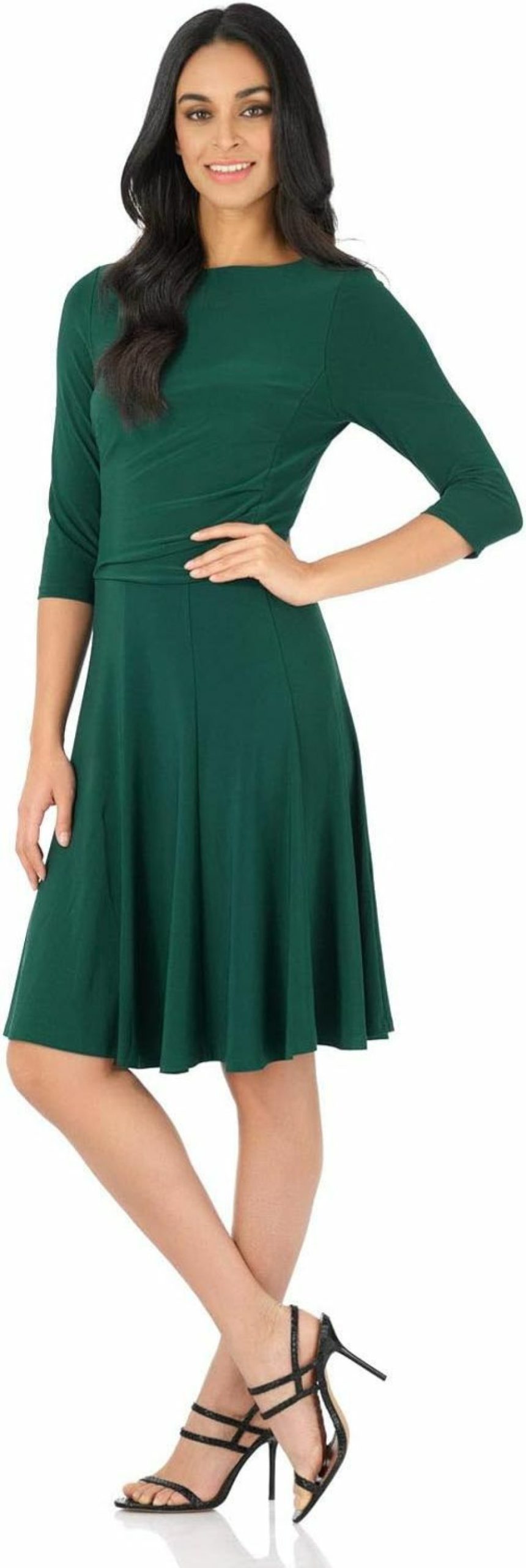 Clearance Rekucci Rekucci Women'S Flippy Fit N' Flare Dress With 3/4 Sleeves