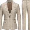 Best Lamgool Lamgool Women'S 2 Piece Plaid Suit Lady'S Business One Button Lined Blazer Jacket Pant Set