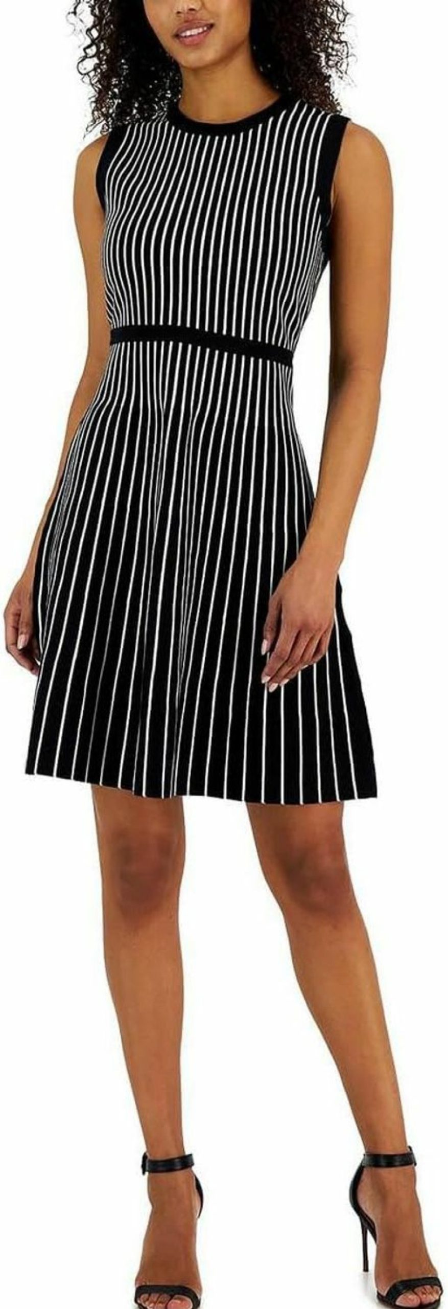 Wholesale Anne Klein Anne Klein Women'S Vertical Stripe Fit & Flare Knit Dress