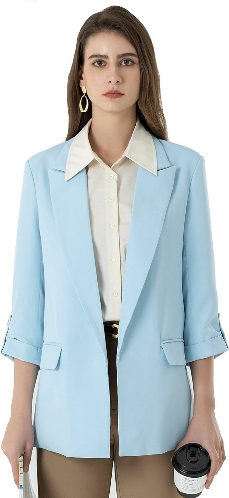 Best Beninos Beninos Womens Casual Long Blazers 3/4 Sleeve Open Front Blazer Jackets