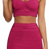 Online OPOIPIN Women'S 2 Piece Outfits Ruched Sleeveless Cami Crop Top With Bodycon Mini Skirt Sets