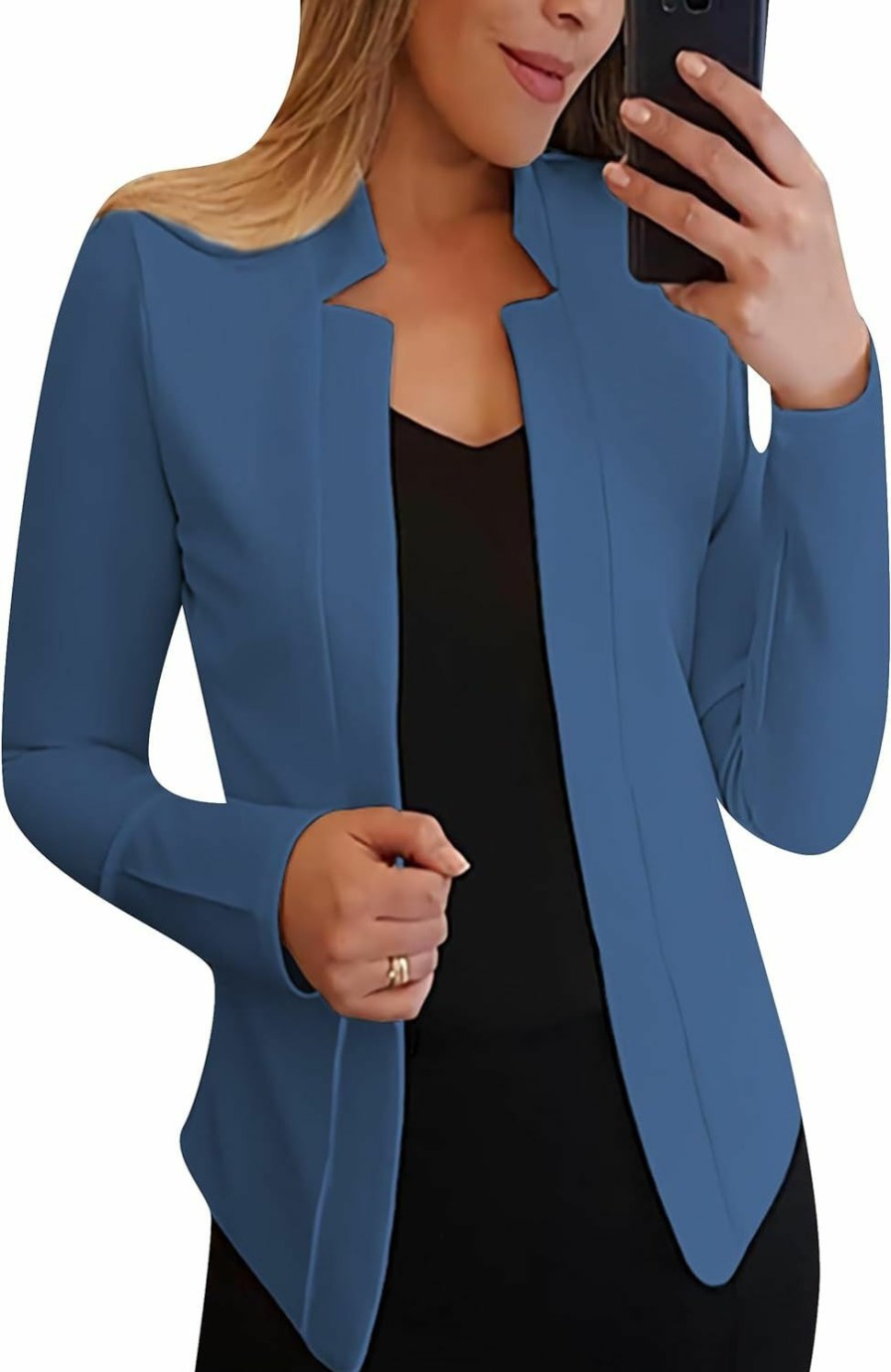 Wholesale YMING Yming Womens Business Open Front Blazer Long Sleeve Work Office Jackets Solid Color Short Cardigans Plus Size