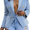 Hot Alunzoem Alunzoem Womens Denim Jackets Double Breasted Jean Blazer Business Casual Open Front Long Sleeve Work Office Jacket Coat