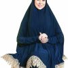 New Generic Women'S Prayer Dress 2 Pieces Lycra Solid Color Plus Long Sleeve | One-Size | Hijab Abaya Suit (Navy)