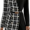 Hot WDIRARA Wdirara Women'S Plaid Colorblock Button Front Long Sleeve Knee Length Tweed Blazer Dress