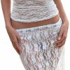 Best Zempertoopa Zempertoopa Women Sexy Y2K Maxi Skirt Set Strapless Bodycon Lace Tube Top See Through 2 Piece Outfits Summer Party Wear Dress