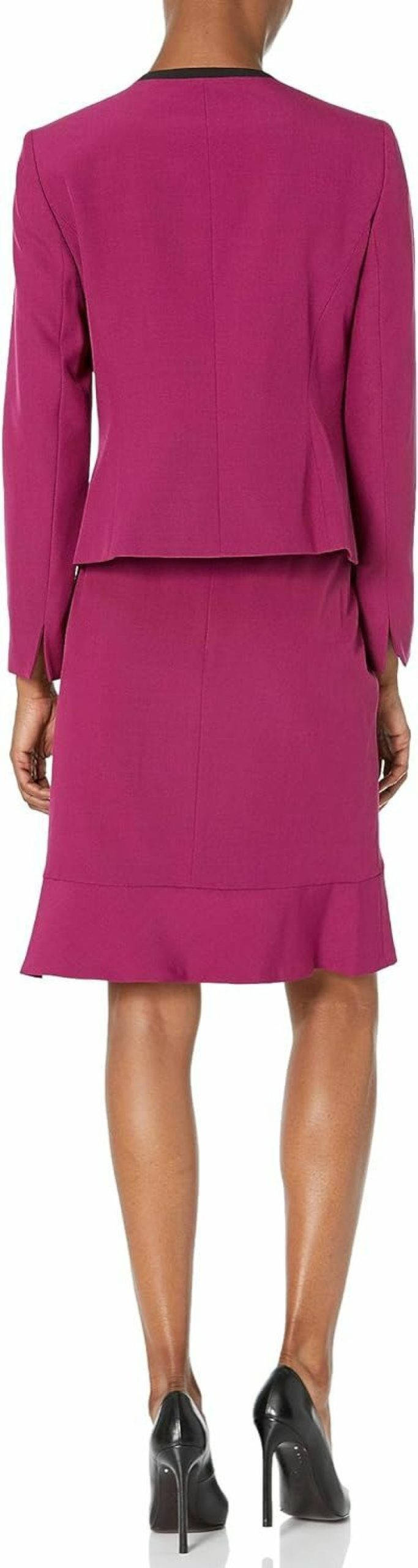 Clearance Le Suit Women'S Framed Jacket/Flounce Skirt Suit