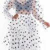 New AOMEI Aomei Women'S Polka Dot 2 Piece Sets Dress Transparent Ruffle Top Blouses Tulle Midi Puffy Skirt