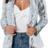 New IWFEV Iwfev Women'S Sequins Blazer Long Sleeve Sparkle Open Front Jacket Shawl Collar Cardigan