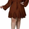 Wholesale IyMoo Iymoo Women'S Plus Size Button Down Shirt Dress Casual V Neck Elastic Waist Knee Length A Line Dresses