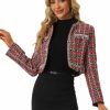 Clearance Allegra K Allegra K Tweed Jacket For Women'S Open Front Office Elegant Crop Blazer