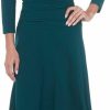 Best Rekucci Rekucci Women'S Slimming 3/4 Sleeve Fit-And-Flare Crossover Tummy Control Dress