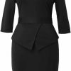 New BLESSUME Blessume Church Women Clergy Mass Band Collar Dress Black Peplum Bodycon Dress