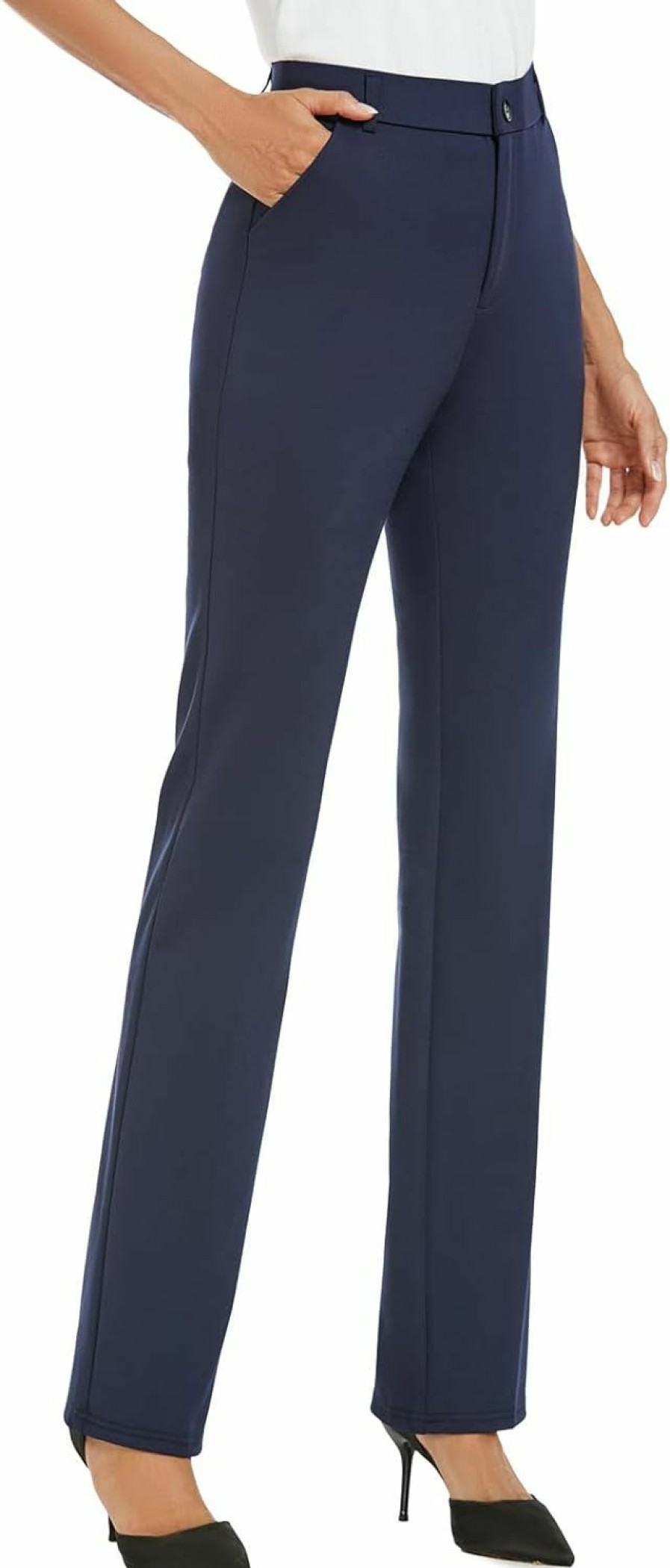 New iChosy Women'S Stretchy Straight Leg Dress Work Pants Business Office Casual Slacks With Pockets