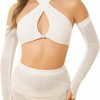 Hot Verdusa Verdusa Women'S 2 Piece Outfit Glitter Mesh Halter Top And Skirt Sets With Arm Sleeves