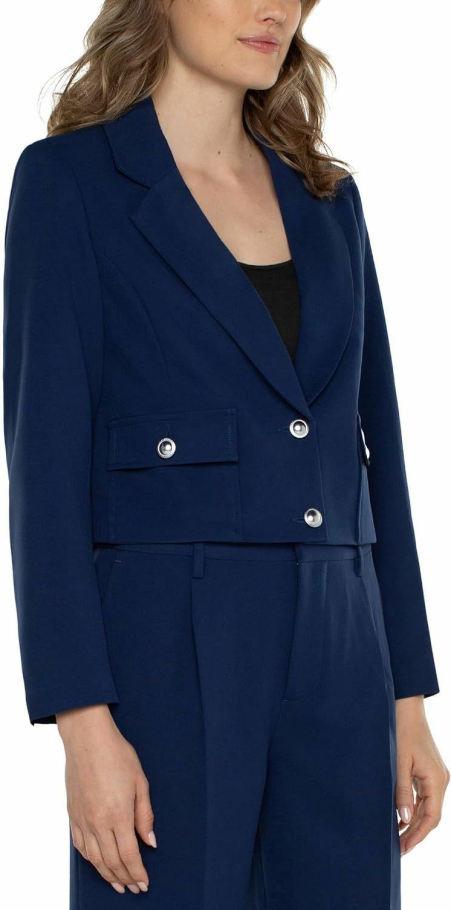 Best Liverpool Liverpool Women'S Petite Cropped Blazer Luxe Stretch Suiting