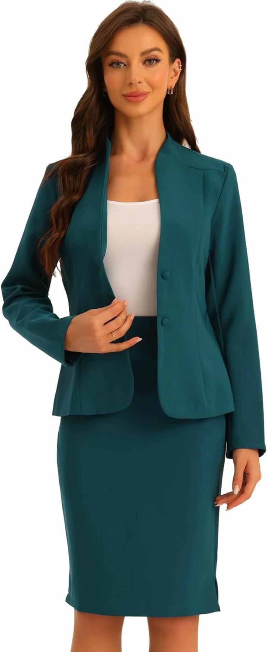 Wholesale Allegra K Allegra K 2Pc Business Sets For Women'S Collarless Blazer And Formal Pencil Skirt Suit