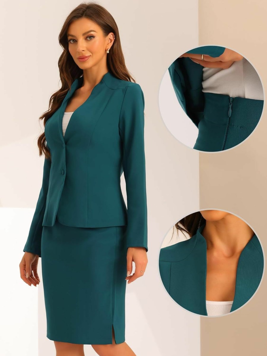 Wholesale Allegra K Allegra K 2Pc Business Sets For Women'S Collarless Blazer And Formal Pencil Skirt Suit