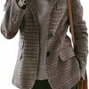 Best CHARTOU Chartou Women'S Chic Lapel Collar Plaid 2-Button Business Work Office Blazer Suit Jacket