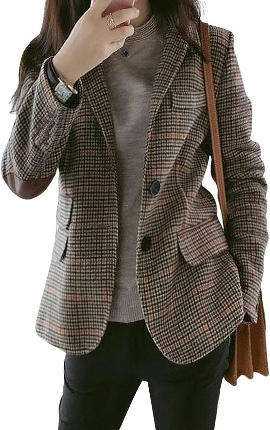 Best CHARTOU Chartou Women'S Chic Lapel Collar Plaid 2-Button Business Work Office Blazer Suit Jacket