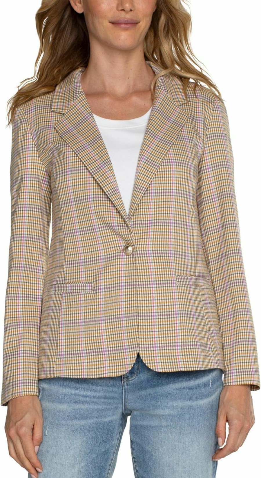 Clearance Liverpool Liverpool Women'S Fitted Blazer Woven Yarn Dyed Check