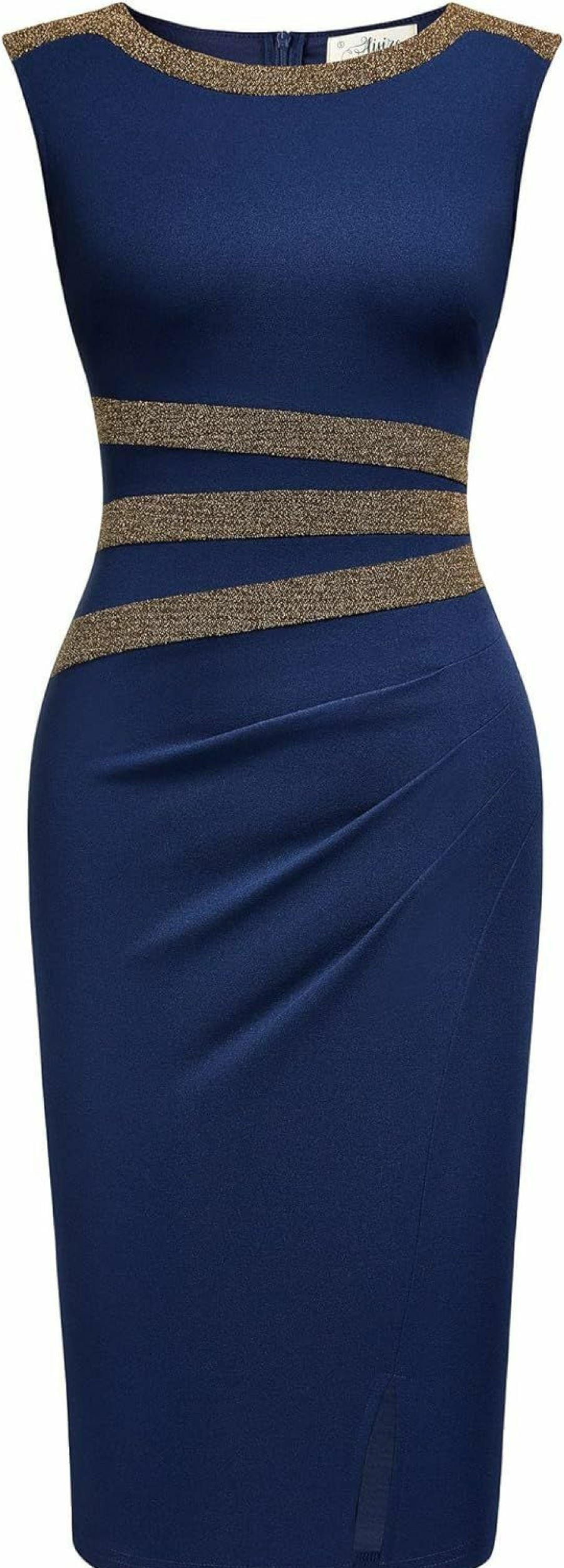 Hot AISIZE Aisize Women'S 50S Vintage Sleeveless Contrast Tape Cocktail Party Pencil Dress