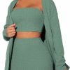 Hot Verdusa Verdusa Women'S 3 Piece Outfit Crop Bandeau Top And Bodycon Skirt With Cardigan