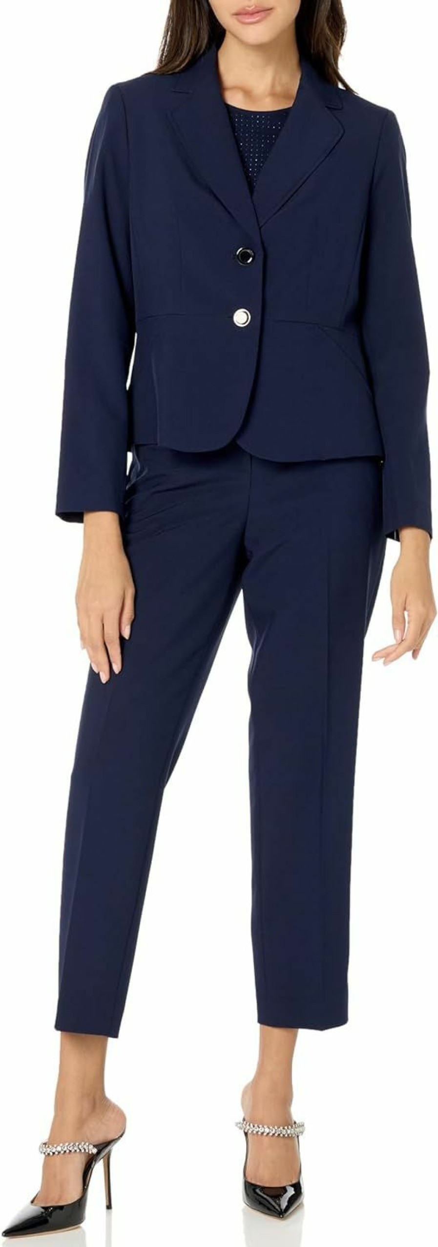 Hot Le Suit Women'S Petite 2 Button Wasit Seam Jacket & Elastic Back Pant