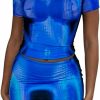 Clearance MEALIYA Women Sexy Mini Skirt Set Y2K Short Sleeve Tie Dye Print Crop Tops Bodycon Mini Skirt 2 Piece Set Party Club Dress