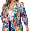 Wholesale WDIRARA Wdirara Women'S Plus Size Floral Print Blazer Button Open Front Long Sleeve Jacket Multicolor