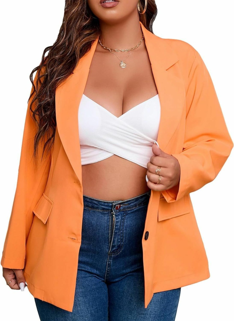 Online Floerns Floerns Women'S Plus Size Long Sleeve Lapel Open Front Work Office Blazer Jacket