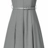 Hot Hobemty Women'S Sleeveless Dress Zip Up Belted Fit & Flare Work Dresses