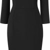 New Hobemty Women'S 3/4 Sleeve Work Dress Boat Neck Elegant Business Pencil Sheath Dresses