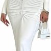 New Azhong Azhong Women'S 2 Piece Set Outfits Elegant Long Sleeve Club Party Top And Maxi Dress Sets Long Ruched Matching Sets