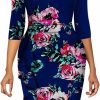 Online Bdwinz Church Dresses For Women 3/4 Sleeve Ruffle Vintage Bodycon Cocktail Work Midi Pencil Dress