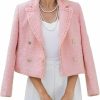 Online Mina self Tweed Blazers Jackets For Women 2024 Spring Fashion Lapel Cropped Elegant Open Front Office Casual Blazer